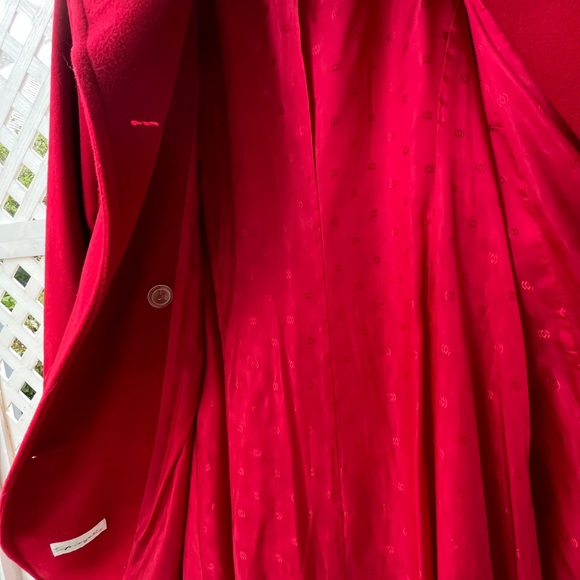 Red Wool Maxi Coat Vintage Spiegel - Picture 3 of 13